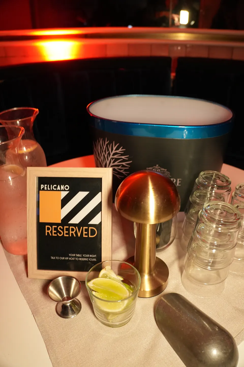 Reserved sign on a VIP table
